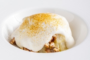 Preparazione Spuma al sedano rapa con sedano rapa a cubetti, noci tostate e curry - Fase 8