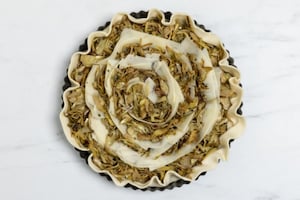 Preparazione Torta salata carciofi, ricotta e provolone - Fase 5