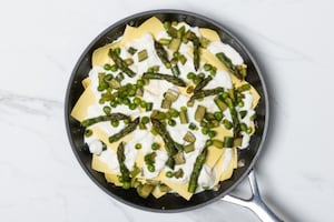 Preparazione Lasagne vegetariane in padella con verdure e squacquerone - Fase 6