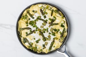 Preparazione Lasagne vegetariane in padella con verdure e squacquerone - Fase 6