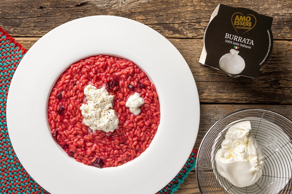 Risotto barbabietola e burrata Risotto barbabietola e burrata