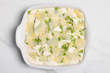 Preparazione Lasagne con fave e speck - Fase 4 Preparazione Lasagne con fave e speck - Fase 4