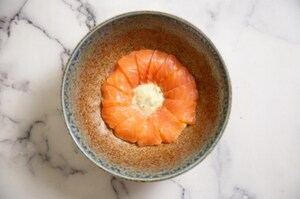 Preparazione Onsen egg, salmone e patate - Fase 5