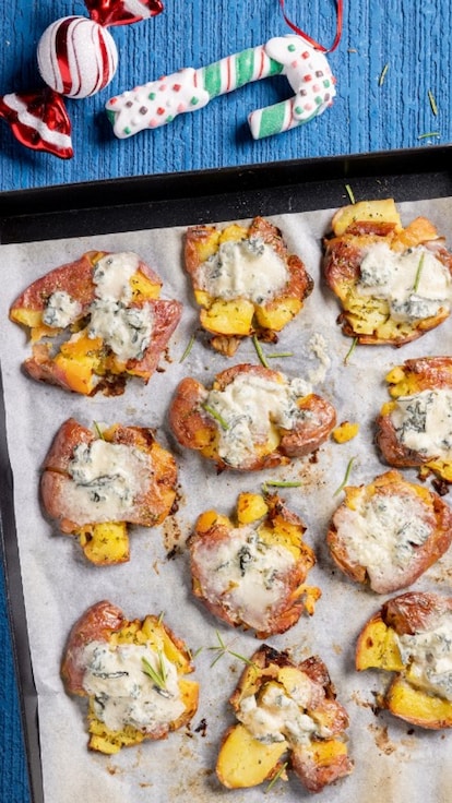 Smashed potatoes con gorgonzola