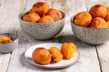 Polpette di patate dolci con il kimchi