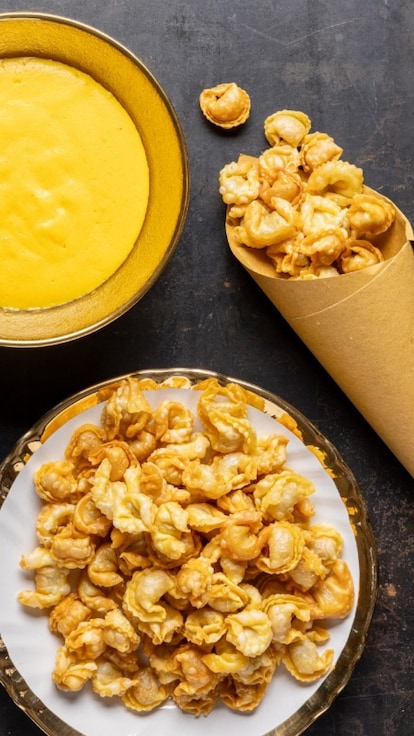 Cappelletti fritti con zabaione al parmigiano