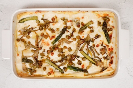 Preparazione Lasagne con asparagi e carciofi - Fase 4 Preparazione Lasagne con asparagi e carciofi - Fase 4