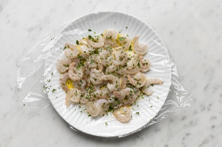 Preparazione Sfoglia croccante di mazzancolle - Fase 1 Preparazione Sfoglia croccante di mazzancolle - Fase 1