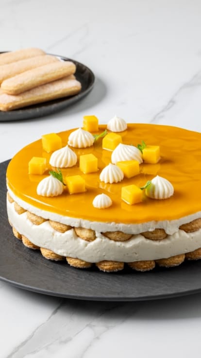 Torta estiva al mango con savoiardi