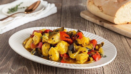 Guarda il video del Pollo allo zafferano e verdure grigliate