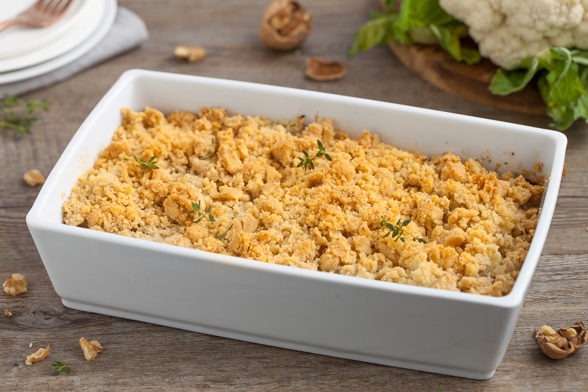 Crumble di cavolfiore con gorgonzola e noci  ricetta