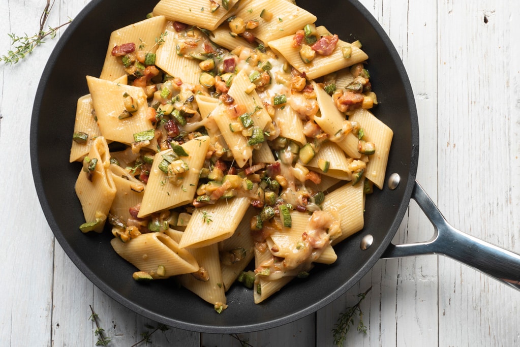 Pasta zucchine e pancetta ricetta