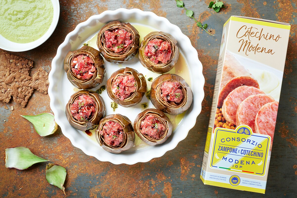 Carciofi ripieni di cotechino ricetta