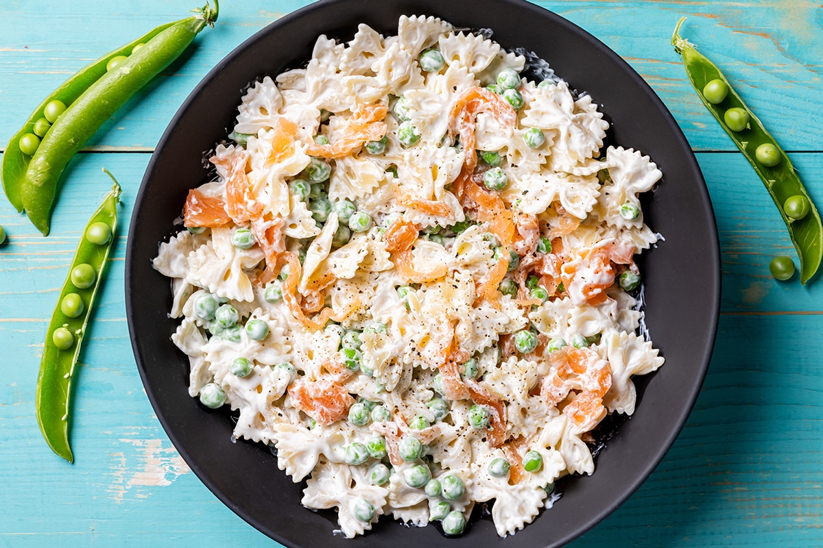Pasta fredda Philadelphia, salmone e piselli ricetta